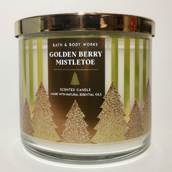 *last one*  GOLDEN BERRY MISTLETOE 3 Wick Candle - Picture 1 of 3